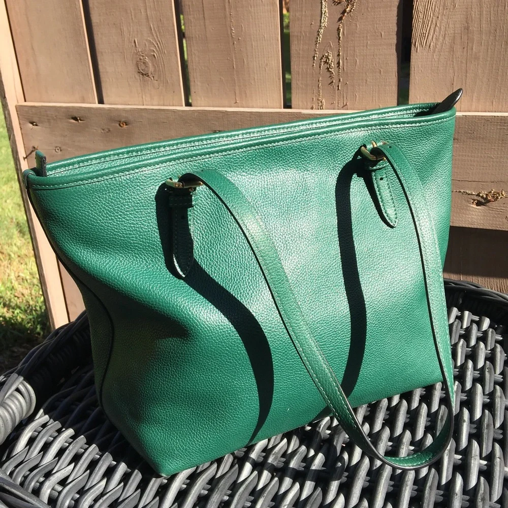 Authentic Green Coach Zip Top Tote - EUC - Picture 3 of 13